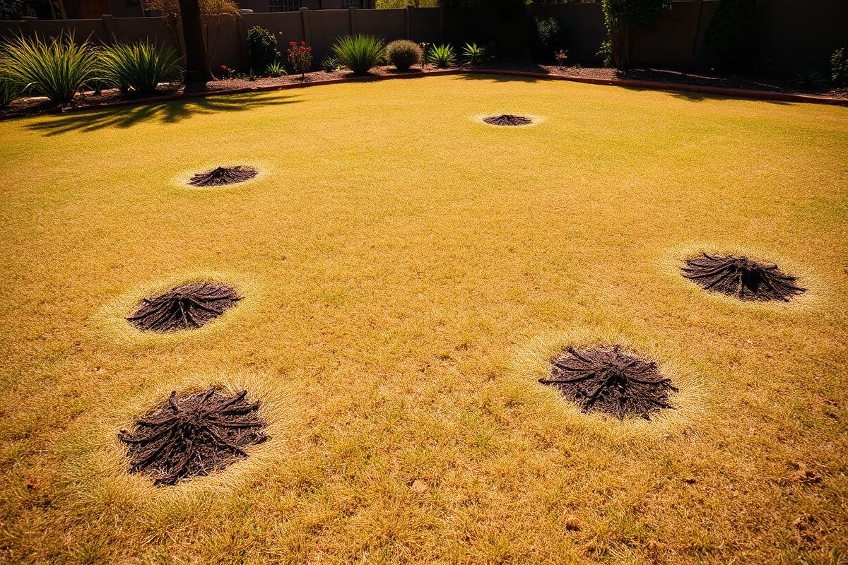 Bare patches in a lawn caused by harvester termites