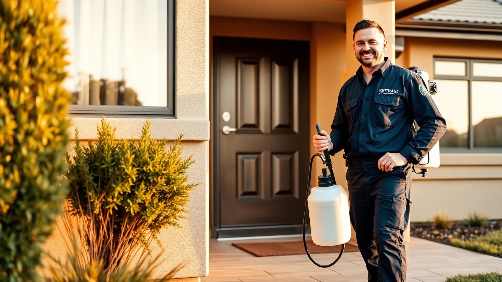 Kempton Pest Co. technician treating a luxury home